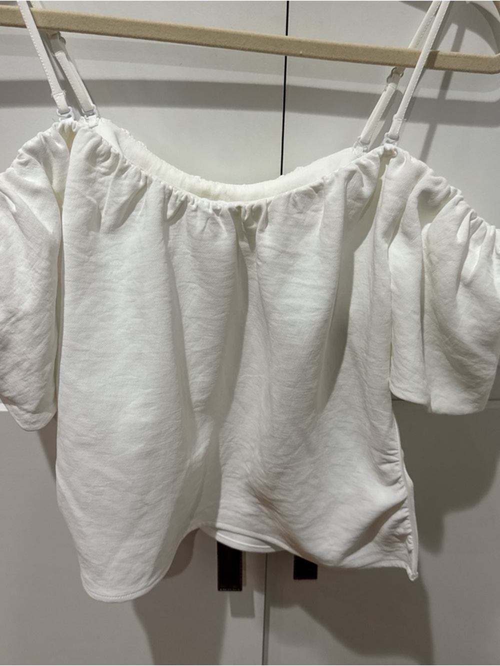 A New Day Off-Shoulder White Puff Sleeve Women's Top
